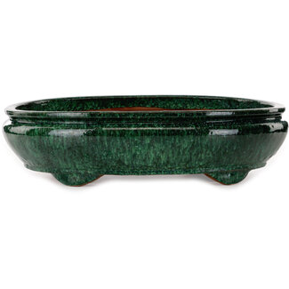  Shuuhou (Hidemi Kataoka) Pot à bonsaï vert ovale de 520 mm par Shuhou, Tokoname, Japon