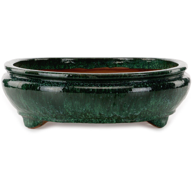 Oval green bonsai pot by Shuhou - 520 x 420 x 130 mm