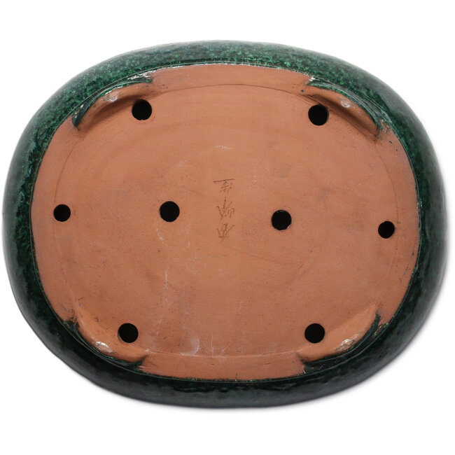 Oval green bonsai pot by Shuhou - 520 x 420 x 130 mm