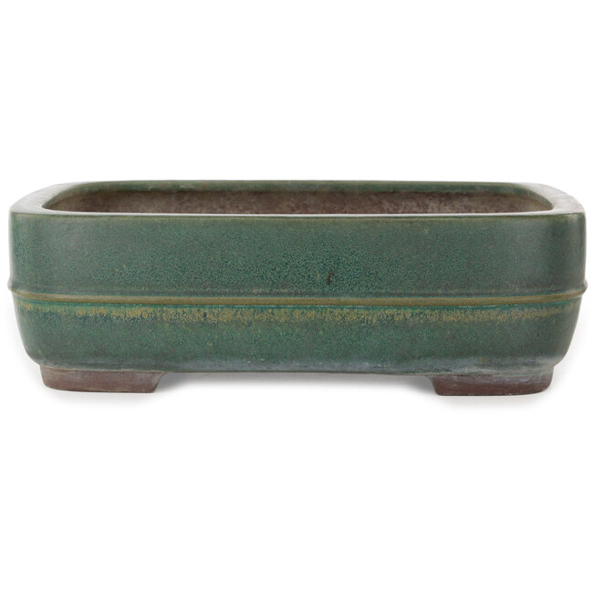 Rectangular green bonsai pot by Yamaaki Toshio (third generation) - 380 x 309 x 114 mm