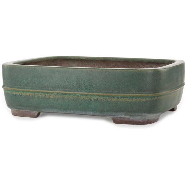 Vaso bonsai rettangolare verde di Yamaaki Toshio (terza generazione) - 380 x 309 x 114 mm