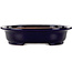 Ovale donkerblauwe bonsaipot van Seizan (Reihou, Kataoka Katsushi, meester Seizan oven) - 410 x 325 x 95 mm