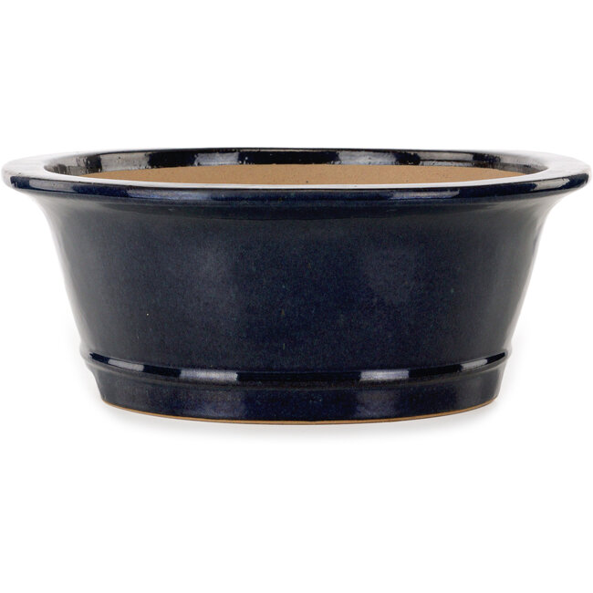 Pot à bonsaï ovale bleu foncé par Seizan (Reihou, Kataoka Katsushi, maître four Seizan) - 476 x 404 x 150 mm