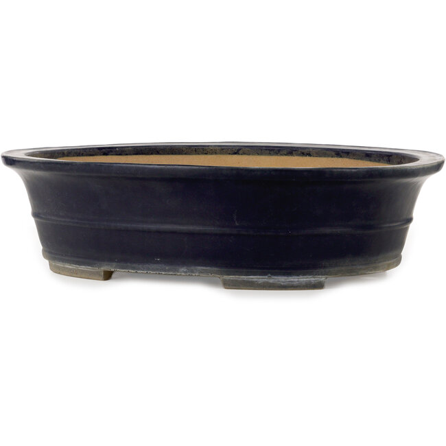 Vaso bonsai ovale blu scuro di Seizan (Reihou, Kataoka Katsushi, forno del maestro Seizan) - 557 x 432 x 155 mm