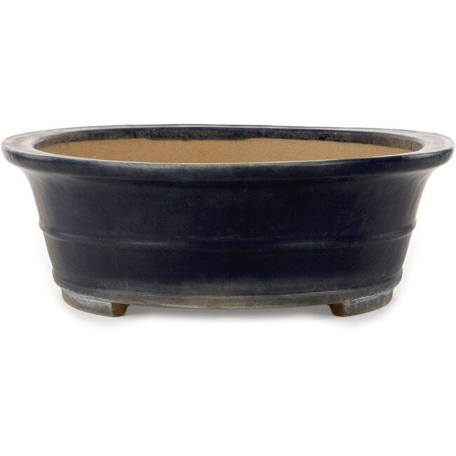 Maceta ovalada para bonsái azul oscuro de Seizan (Reihou, Kataoka Katsushi, maestro del horno Seizan) - 557 x 432 x 155 mm