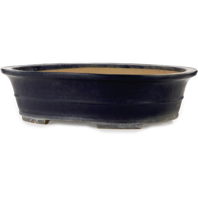 Vaso bonsai ovale blu scuro di Seizan (Reihou, Kataoka Katsushi, forno del maestro Seizan) - 557 x 432 x 155 mm