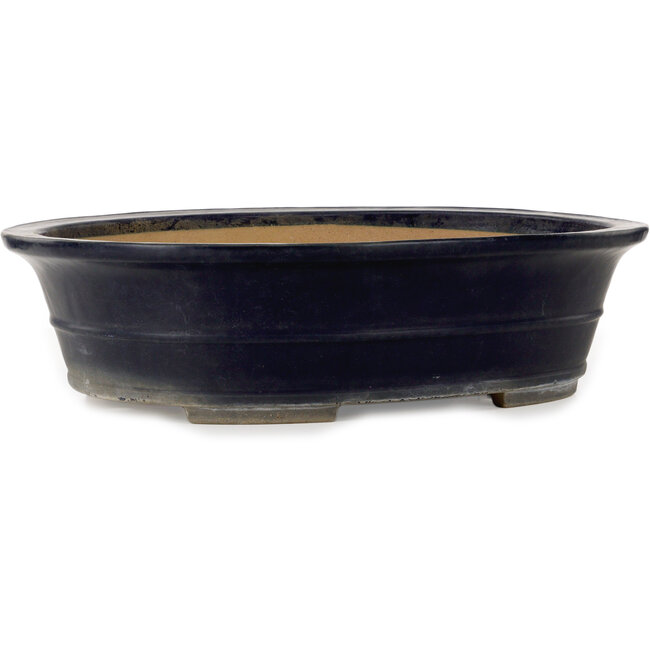 Vaso bonsai ovale blu scuro di Seizan (Reihou, Kataoka Katsushi, forno del maestro Seizan) - 557 x 432 x 155 mm