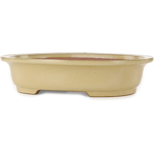 Vaso bonsai ovale bianco sporco di Seizan (Reihou, Kataoka Katsushi, forno del maestro Seizan) - 405 x 325 x 90 mm