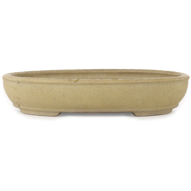 Oval off-white bonsai pot by Shuhou - 500 x 413 x 88 mm