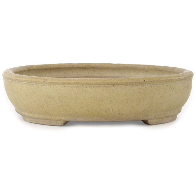 Maceta ovalada para bonsái de color blanco roto de Shuhou - 500 x 413 x 88 mm