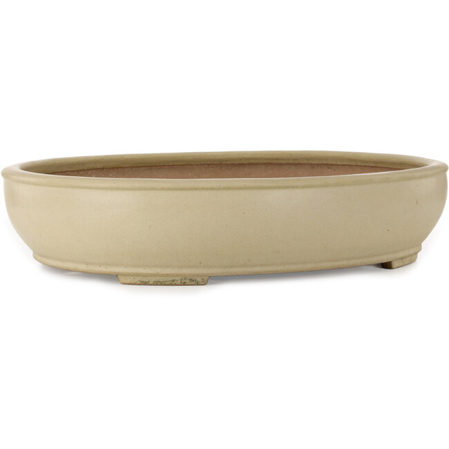 Ovale gebroken witte bonsaipot van Seizan (Reihou, Kataoka Katsushi, meester Seizan oven) - 565 x 458 x 120 mm