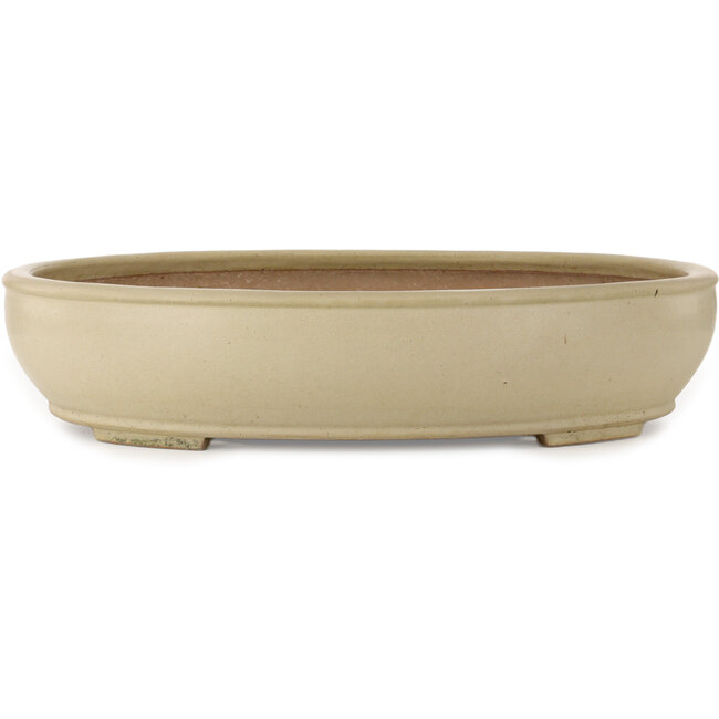 Vaso bonsai ovale bianco sporco di Seizan (Reihou, Kataoka Katsushi, forno del maestro Seizan) - 565 x 458 x 120 mm