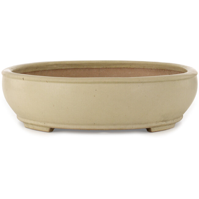 Ovale gebroken witte bonsaipot van Seizan (Reihou, Kataoka Katsushi, meester Seizan oven) - 565 x 458 x 120 mm