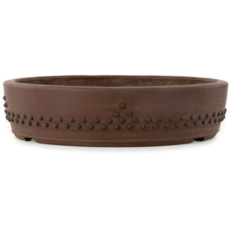 Touyou (Mr. Matsumoto Takeshi) Pot à bonsaï rond non émaillé de 397 mm, par Touyou, Tokoname, Japon