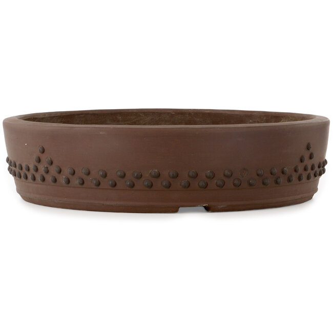 Round unglazed bonsai pot by Touyou - 397 x 397 x 95 mm