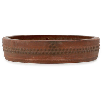 Izumiya - Zenigo (Matsushita Masuo) Runder, unglasierter Bonsai-Topf (355 mm Durchmesser) von Izumiya (Zenigo), Japan