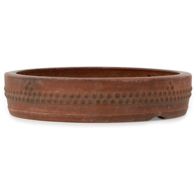 Ronde, ongeglazuurde bonsaipot van Izumiya (Zenigo) - 355 x 355 x 75 mm