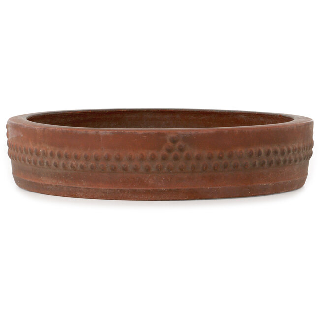 Vaso bonsai rotondo non smaltato di Izumiya (Zenigo) - 355 x 355 x 75 mm