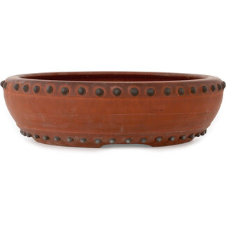 Shouzan Mizuno 395 mm round unglazed bonsai pot by Shouzan Mizuno, Tokoname, Japan