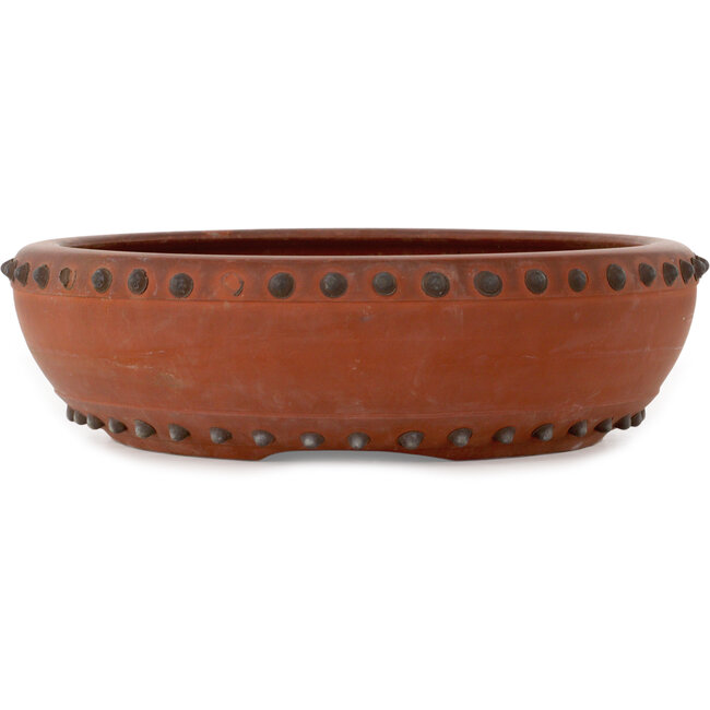 Ronde, ongeglazuurde bonsaipot van Shouzan Mizuno - 395 x 395 x 110 mm