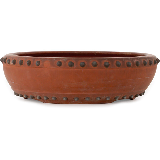 Round unglazed bonsai pot by Shouzan Mizuno - 395 x 395 x 110 mm