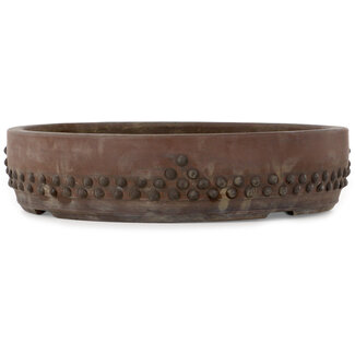 Touyou (Mr. Matsumoto Takeshi) 390 mm round unglazed bonsai pot by Touyou, Tokoname, Japan