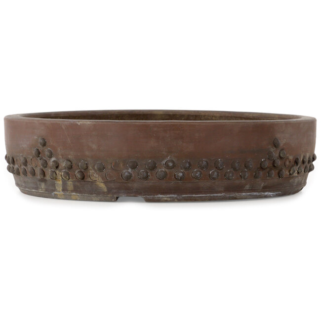 Round unglazed bonsai pot by Touyou - 390 x 390 x 92 mm