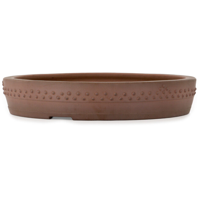 Ronde, ongeglazuurde bonsaipot van Itouen - 375 x 375 x 70 mm