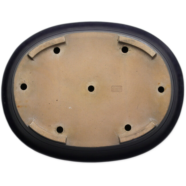 Ovaler dunkelblauer Bonsaitopf von Seizan (Reihou, Kataoka Katsushi, Meister Seizan-Ofen) – 557 x 432 x 155 mm