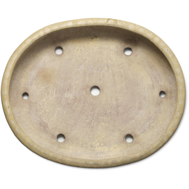 Pot à bonsaï ovale blanc cassé de Shuhou - 500 x 413 x 88 mm