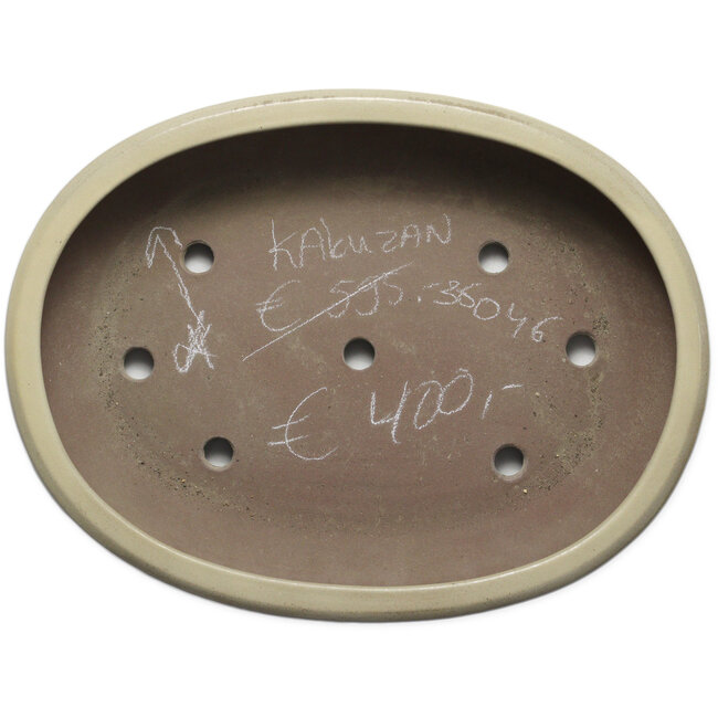 Pot à bonsaï ovale blanc cassé de Kakuzan - 490 x 372 x 105 mm