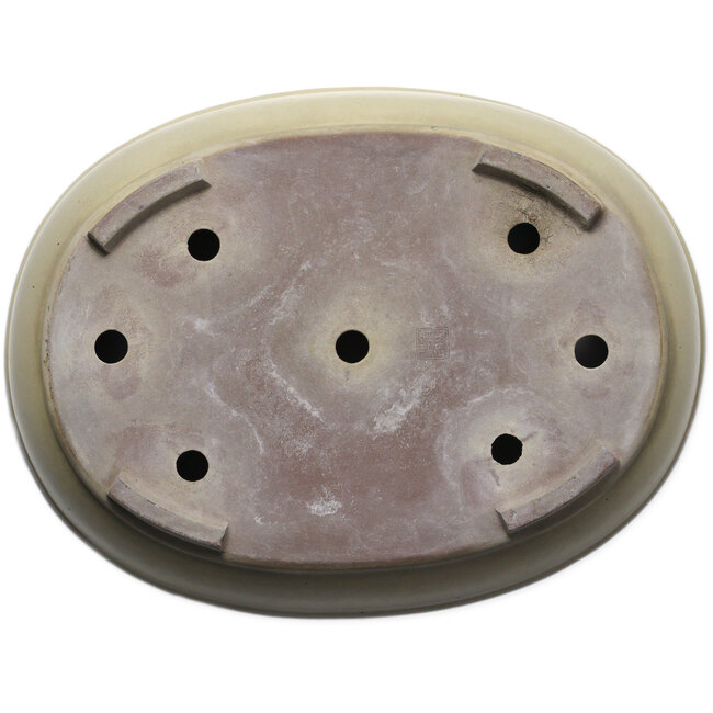 Ovale, gebroken witte bonsaipot van Kakuzan - 490 x 372 x 105 mm