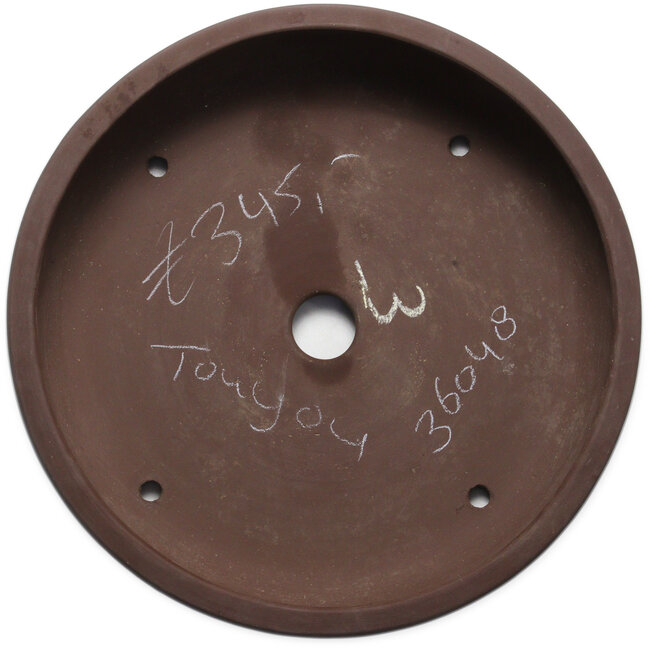 Ronde, ongeglazuurde bonsaipot van Touyou - 397 x 397 x 95 mm