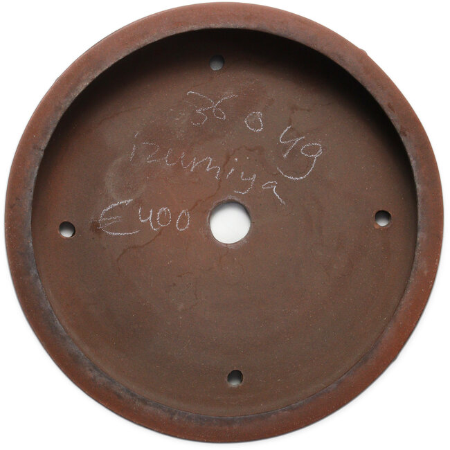 Ronde, ongeglazuurde bonsaipot van Izumiya (Zenigo) - 355 x 355 x 75 mm