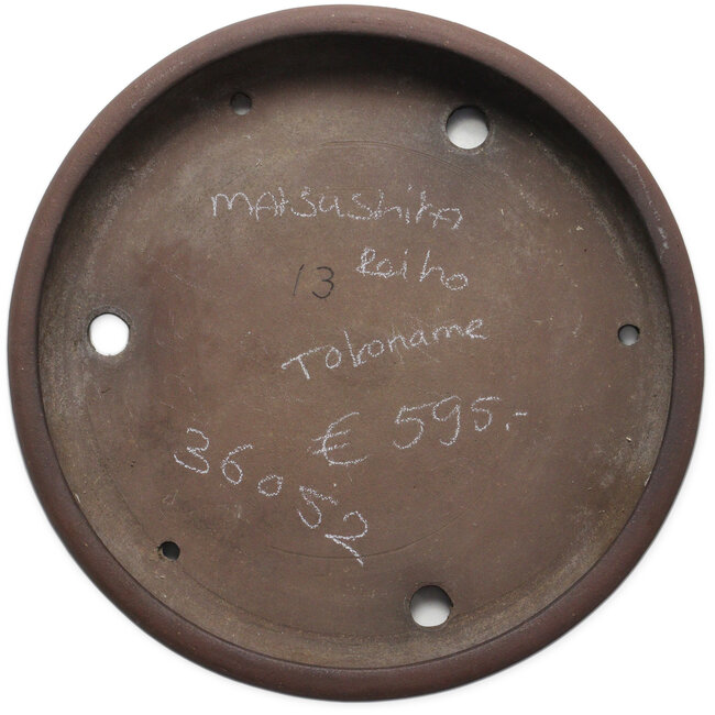 Pot à bonsaï rond non émaillé par Reihou (Bonsai Matsushita Hiroyuki ou Mr. Matsushita Reiji Master) - 425 x 425 x 74 mm