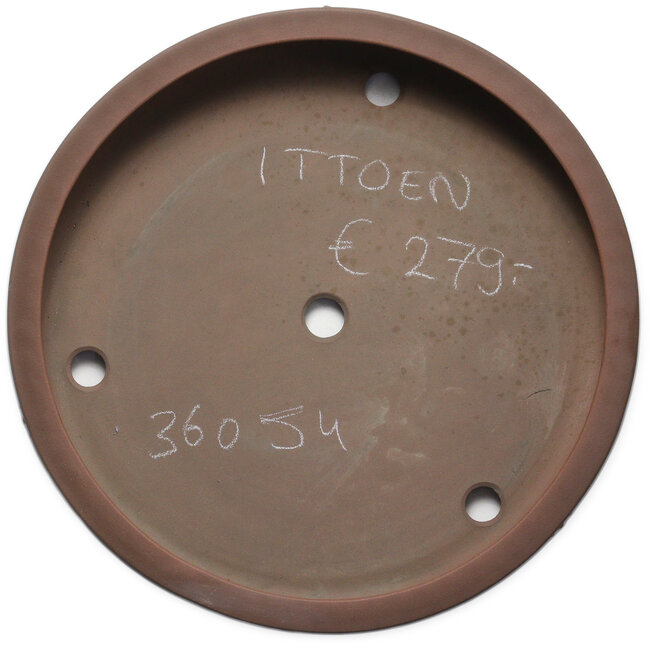 Ronde, ongeglazuurde bonsaipot van Itouen - 375 x 375 x 70 mm