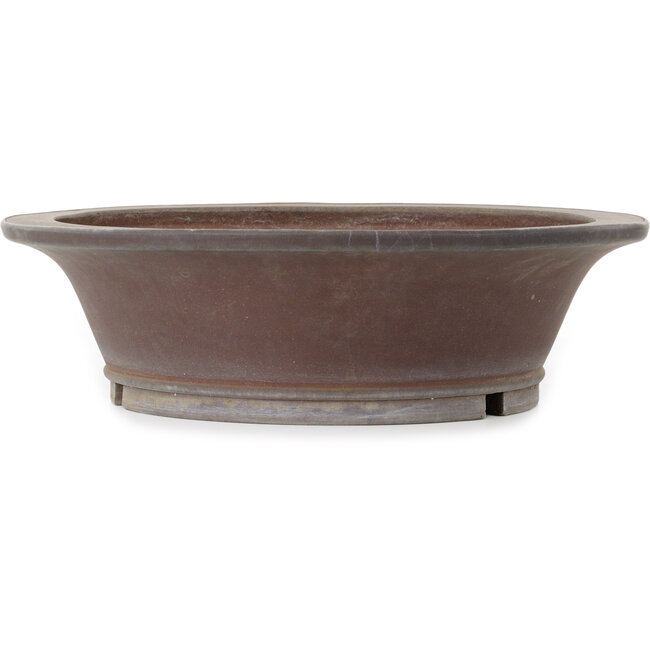 Ronde, ongeglazuurde bonsaipot van Yamaaki Toshio (derde generatie) - 450 x 450 x 130 mm