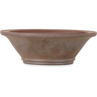 Seizan (Reihou, Kataoka Katsushi, master Seizan kiln) Ronde ongeglazuurde bonsaipot van 284 mm van Seizan (Reihou, Kataoka Katsushi, meester Seizan oven), Tokoname, Japan