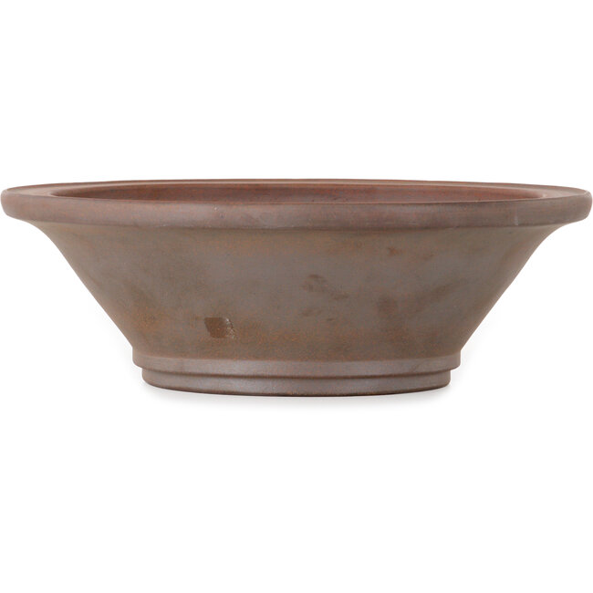 Round unglazed bonsai pot by Seizan (Reihou, Kataoka Katsushi, master Seizan kiln) - 284 x 284 x 90 mm