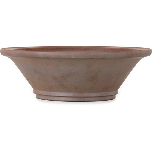 Ronde ongeglazuurde bonsaipot van Seizan (Reihou, Kataoka Katsushi, meester Seizan oven) - 284 x 284 x 90 mm