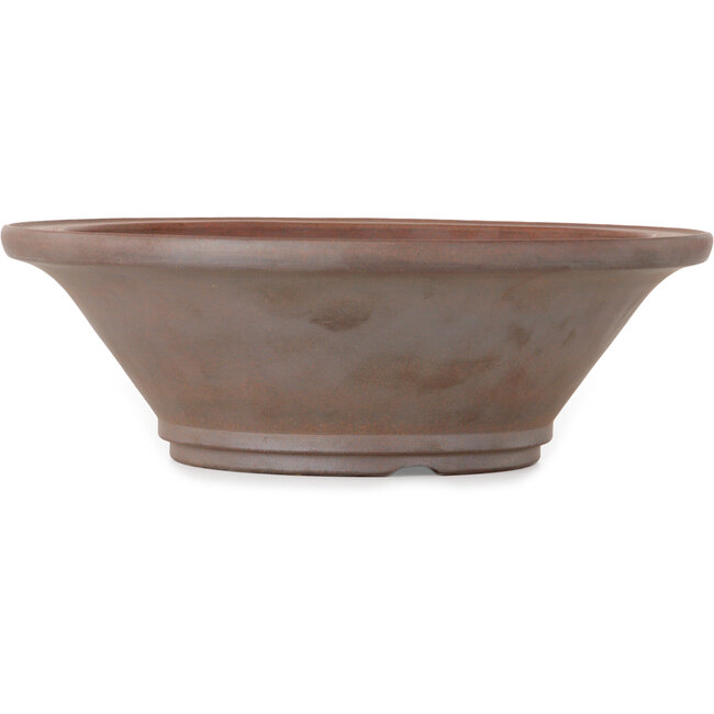 Round unglazed bonsai pot by Seizan (Reihou, Kataoka Katsushi, master Seizan kiln) - 284 x 284 x 90 mm