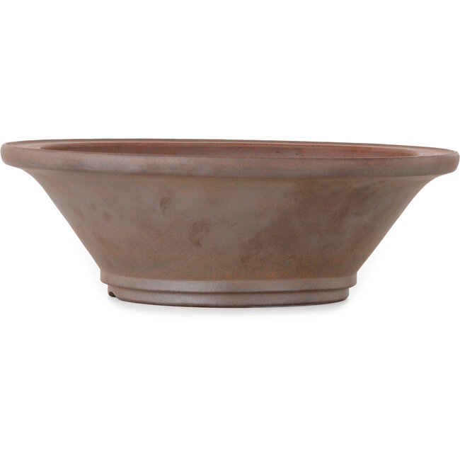 Vaso bonsai rotondo non smaltato di Seizan (Reihou, Kataoka Katsushi, forno maestro Seizan) - 284 x 284 x 90 mm