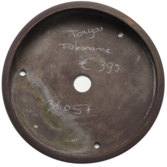 Round unglazed bonsai pot by Touyou - 453 x 453 x 95 mm