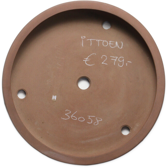 Ronde, ongeglazuurde bonsaipot van Itouen - 410 x 410 x 78 mm