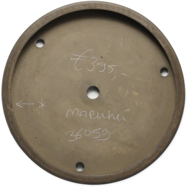 Ronde, ongeglazuurde bonsaipot van Maruhei - 477 x 477 x 65 mm