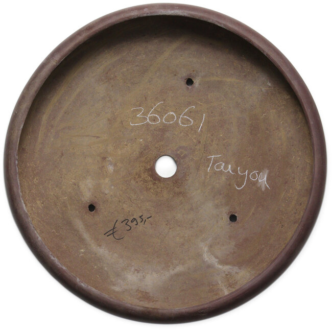Round unglazed bonsai pot by Touyou - 480 x 480 x 110 mm