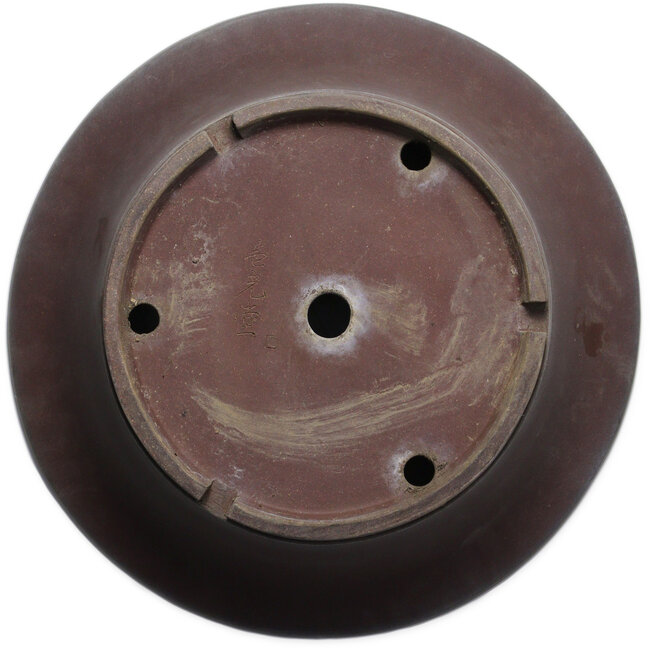 Ronde, ongeglazuurde bonsaipot van Yamaaki Toshio (derde generatie) - 450 x 450 x 130 mm