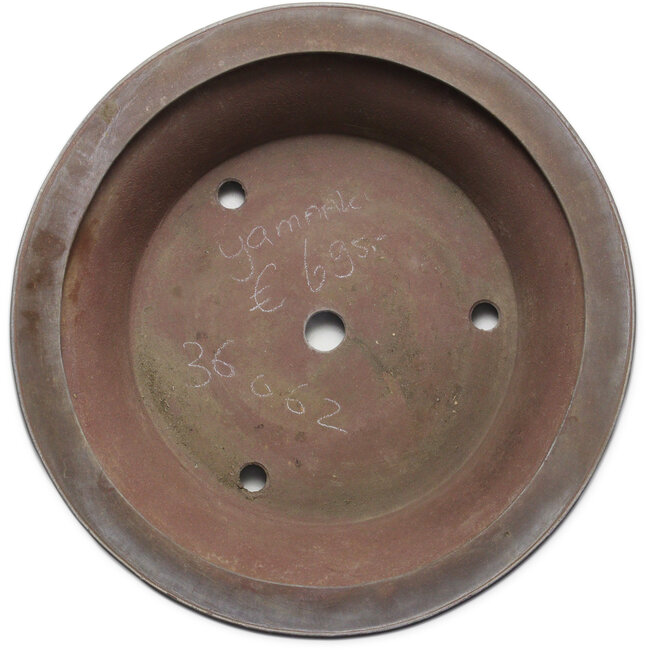 Round unglazed bonsai pot by Yamaaki Toshio (third generation) - 450 x 450 x 130 mm