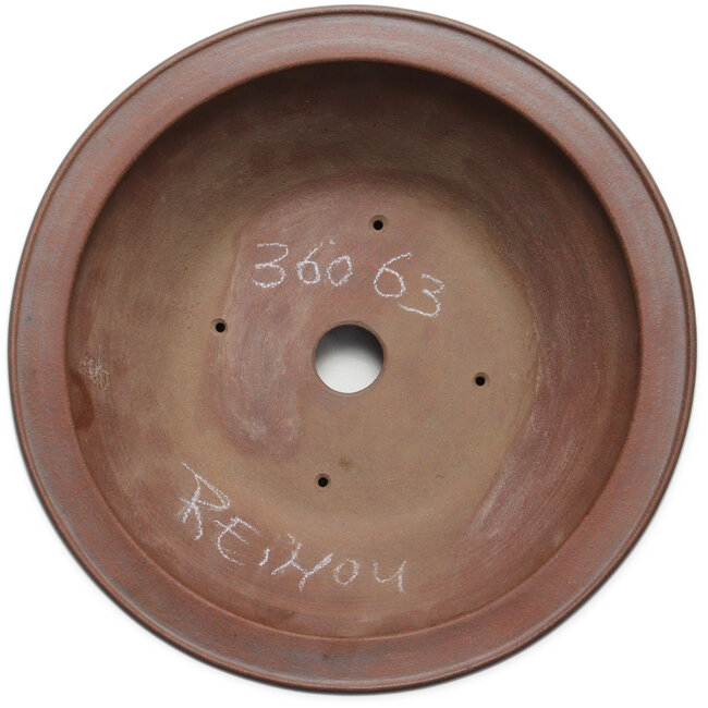 Maceta redonda para bonsái sin esmaltar de Seizan (Reihou, Kataoka Katsushi, maestro del horno Seizan) - 284 x 284 x 90 mm