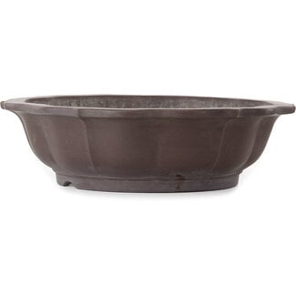  Yamaaki 530 mm lotus unglazed bonsai pot by Yamaaki Toshio (third generation), Tokoname, Japan